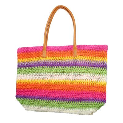 China New Style Colorful Women's Other Crochet Paper Material Casual Handmade Tote Bag for sale