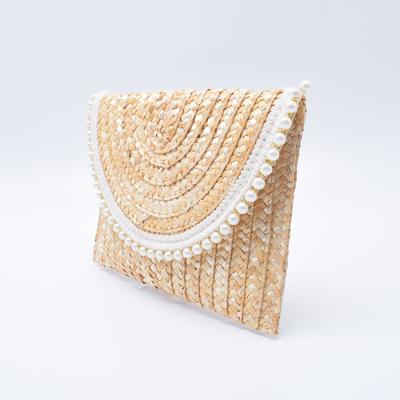 China Women Straw Anti-theft Clutch Clips Summer Beach Handbags Environmental Protection Lady Wheat Straw Bun for sale