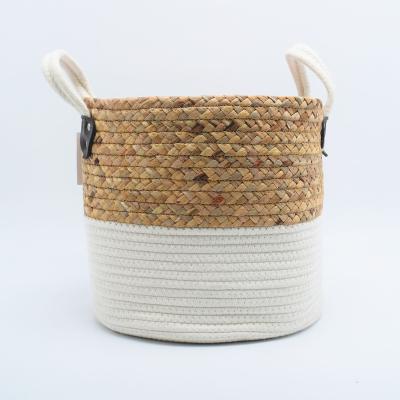 China 2022 Qingdao Factory Woven Cotton Rope Mix Vegetable Plankton Folding Baskets For Indoor Storage And Planter for sale