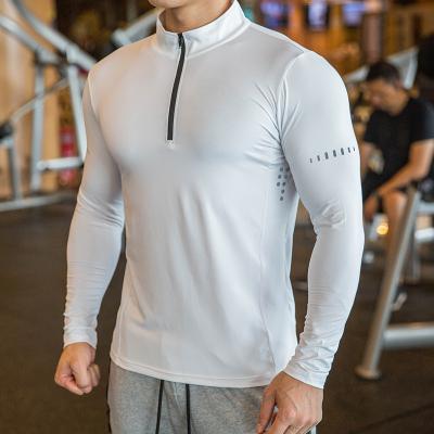 China Anti-Wrinkle Performance Breathable Gym Training Running Sports Long Sleeve 1/4 Quarter Zipper Men Sweatshirt for sale