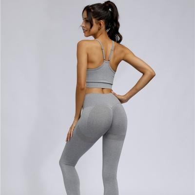 China Breathable Fitness Yoga Ribbed Seamless Ladies Active Wear Yoga Gym Workout Clothes Crac! crack! butt leggings girls sports sets costume for sale