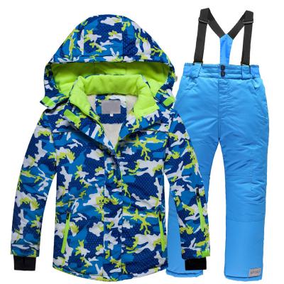 China Waterproof Raincoat Kids And Windproof Fleece Lined Warm Printing Ski Suit for sale