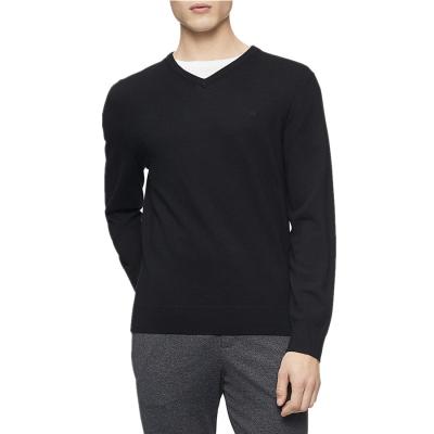 China OEM Breathable Loose Knitted Cotton Pullover Custom Simple V-Neckline Slim Fit Slim Empty Mens Sweater for sale