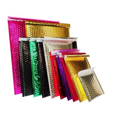 China Apparel Factory Directly Various Color Self Sealing Aluminum Foil Wraps Air Bubble Mailing Cosmetic Clothes Mailing Bag Custom for sale