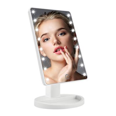 China PRITECH Battery Operated Lighted Custom Design Plastic Material Stand Led Beauty Makeup Mirror for sale