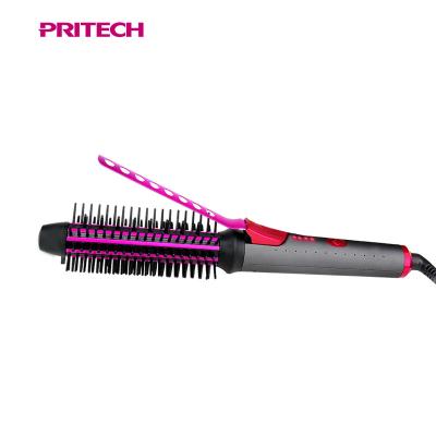 China PRITECH 3 In1 Ceramic Coating Barrel Temperature Control LED Indication Ceramic Hair Curler With Brush for sale