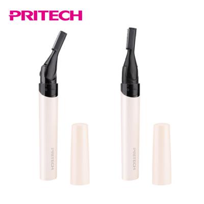 China Stainless Steel Manufacturing Company PRITECH Chinese 2 in 1 Lady Electric Eyebrow Razor Trimmer for sale