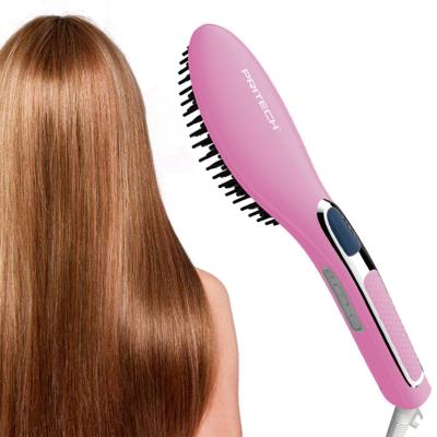 China PRITECH Household Professional LED Display Hair Straightener Electric Fast Heating Brush for sale