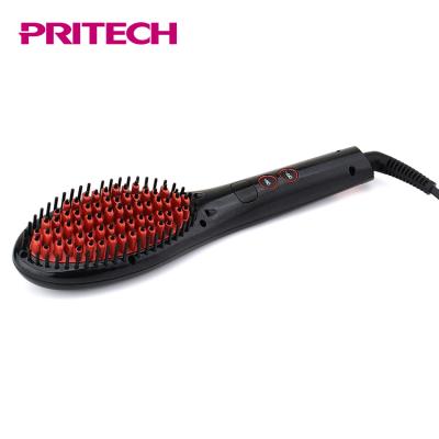 China PRITECH Personal Care Outdoor Safety Heat Resistance Ionic Hair Straightening Brush for sale