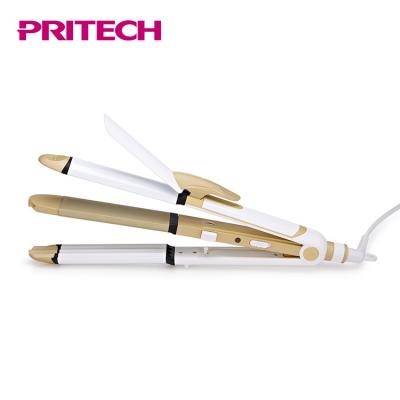 China Curling Fashion PRITECH 3 in 1 Wave Flats Hair Iron Straightener and Flat Curling Iron for sale