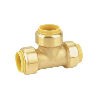 China Lead Free Brass Brass Copper Quick Connect Push Fitting For Tee 20-20-16mm Watermark Certification for sale