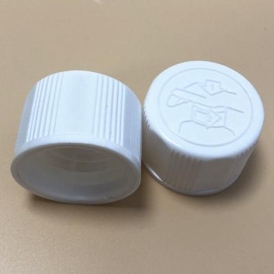 China Factory Direct Wholesale PP28 DIN28 28/410 White Plastic Cctv Center Child Safe and Tamper Obvious Caps for Syrup Bottles for sale