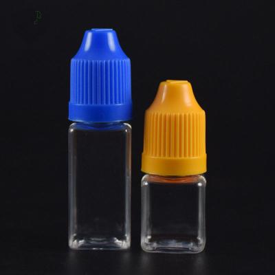 China Recycled Materials Child Proof Long Thin Square Cap Tip Bottle Plastic Bottle With Dropper 10ml 15ml PET For Eliquid for sale