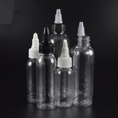 China Recycled plastic materials 60ml 80ml clear e liquid juice bottles 120ml 50ml 30ml 100ml pet bottle with twist cap for sale