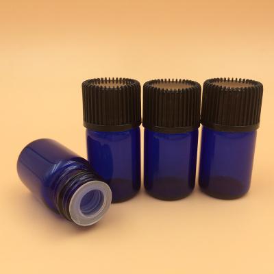 China Sale 1ml/2ml/3ml Cobalt Blue Pharmaceutical Whole Glass Sample Vial Tubular Bottles With Black Screw Cap And Insert for sale