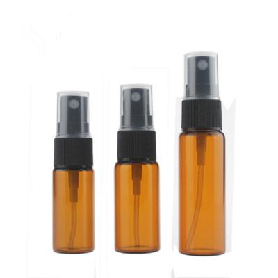 China Personal Care 5ml 10ml 15ml 20ml Clear Brown Amber Transparent Glass Perfume Bottle With Black Sprayer Pump for sale