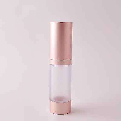 China Skin Care Cream 20ml Plastic Airless Lotion Skin Care Cream Cosmetic Bottle With Gold Matte Rose Top And Bottom for sale