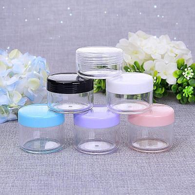 China Skin Care 10g 15ml 20ml Clear Plastic Cream Jars Cream Container For Small Things With Colorful Caps for sale