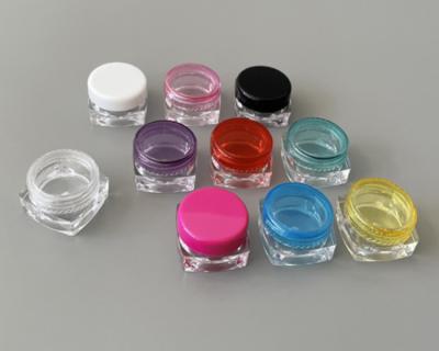 China Skin Care Cream 3ml PET Mini Plastic Square Bottom Jar Cosmetic Eye Cream Lipbalm Jar for sale