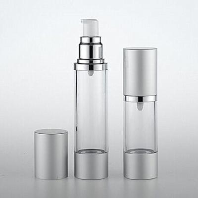 China Recycled Materials 15ml 30 Matte Silver 50ml Argan Oil Cosmetic Airless Lotion Pump Bottle for sale