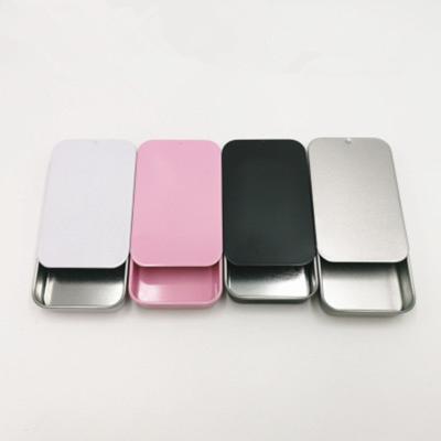 China Tea 60x34x11mm Metal 10g Rectangle Black Silver Pink White Slider Tin Box For Candy Slider Tin Can Lip Balm Slider Tin Box for sale