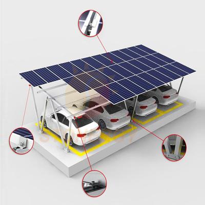 China Aluminum Photovoltaic Car Parking Lot Garages Strong Bearing Solar System With Waterproof Rail for sale