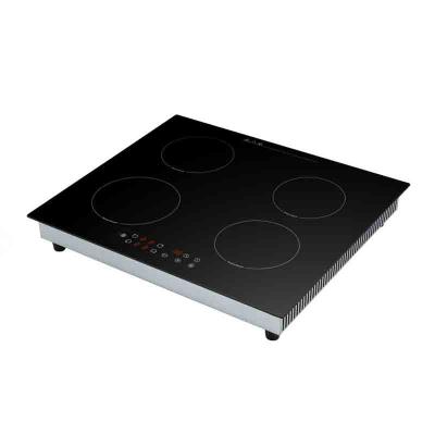 China Commercial hotel hob househlold induction cooker Zhongshan manufacture 4 burners 8000W Crystal Glass Siemens black electric IGBT for sale