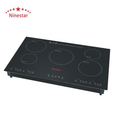 China Hotel 2022 Top 5 Zones Copper Coil Countertops Inline Induction Cooktops for sale