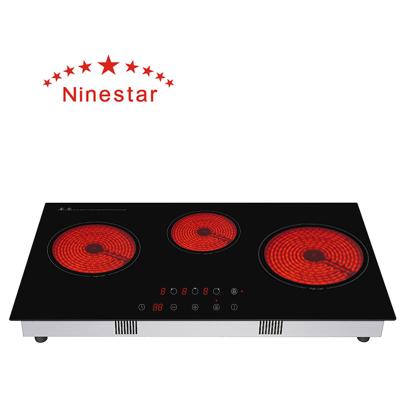 China Latest Hotel Hi-light Suitable All Pans 3 Zones Infrared Ceramic Cooker for sale