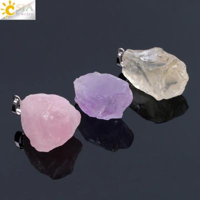 China Irregular Gemstone Bead+Crystal Raw Material CSJA Irregular Natural Raw Stone Reiki Healing Necklace For Women F070 for sale