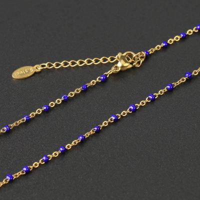 China Thin Beads Chains CSJA Fashion Women Gold Plated Stainless Steel Necklace Bead Chain Choker Necklace Jewelry Chritsma Gift For Gilr Women S673 for sale