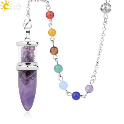 China CSJA 2021 Natural Stone CSJA 2021 Hot Selling Reiki Chakra Crystal Quartz Amethyst Merkaba Pendulum G283 Healing for sale