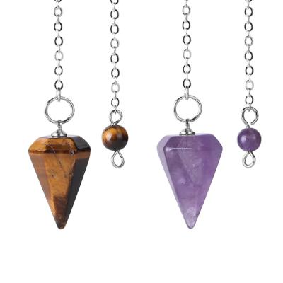 China Pyramid CSJA Crystal Gemstone Healing Pendulum Pendant F366 for sale