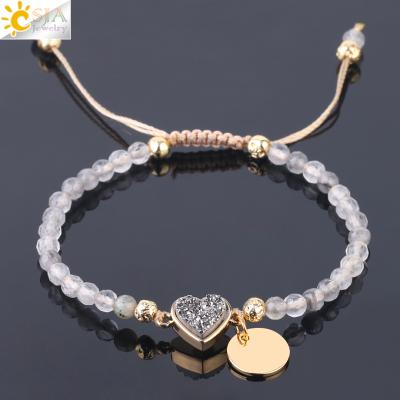 China 4mm White Faceted Beads + Braided Rope + Adjustable + Gold Color CSJA 2020 New Small Natural Crystal Beads Wrap Water Drop Charm Woven Bracelet Handmade Bracelet For Women F746 for sale