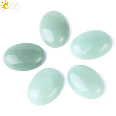 China No Hole+Stone+Natural Cabochons+Natural Color+Different Size CSJA Wholesale 10*14mm To 30*40mm Natural Green Aventurine Stone Cabochon Beads Jewelry Making Accessories F507 for sale