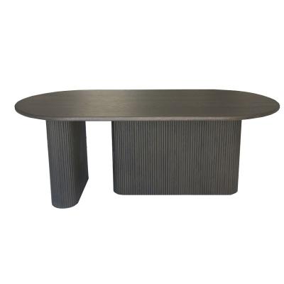 China Good quality MODERN Luxury Selling Circular Shape Modern Edge Sealing Smoked Lacquer Solid Wood Dining Table for sale