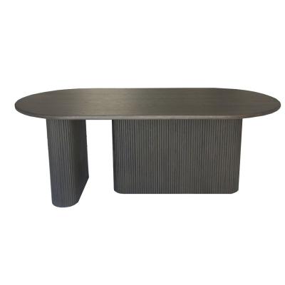 China MODERN Solid Wood Black Dining Table Ribbed Modern Luxury Buffet Furniture Dining Room for sale