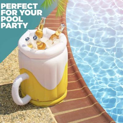 China Filled With Ice To Make Your Beverage Cool PVC Beer Mug Summer Party Inflatable Toy Outdoor Ice Bucket Beer Drink Beach Toy for sale