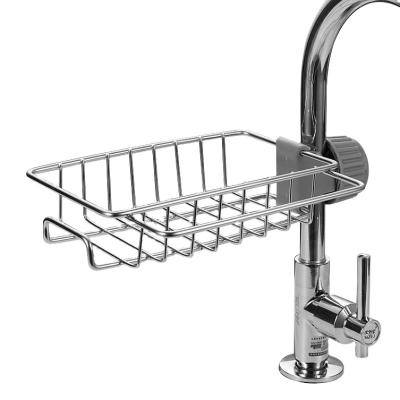 China Universal Stainless Steel Kitchen Storage Shelf Sponge Dish Stored Cloth Draining Dry Rack Faucet Cloth Drain Rack for sale