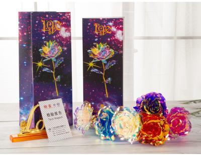 China The Rose Gift 24K LED Rose Light Colorful Creative Valentine Plated Artificial Flowers Perfect Gift For Love for sale