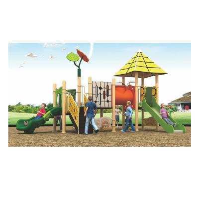 China Park Kids Slide Outdoor Wooden And Pe Play Board Playground Equipment Pe Playground for sale