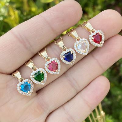 China Wholesale Tasty Jewelry CLASSIC Heart Zircon 18K Gold Plated Chain Pendant Necklace Stainless Steel Pendant Necklace For Women for sale