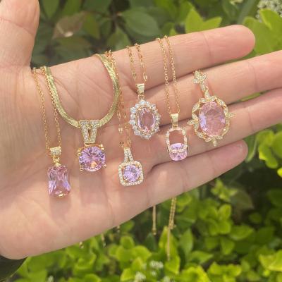 China CLASSIC Tasty Jewelry Flower Rose Crystal Choker Necklaces 18K Gold Plated Chain Stainless Steel Pendant Necklace For Women for sale