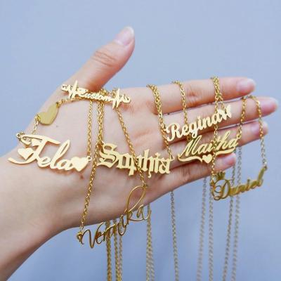 China CLASSIC Personalized Pendant Stainless Steel Jewelry 18K Gold Plated Custom Personalized Stainless Steel Name Necklace for sale