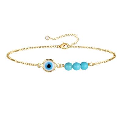 China CLASSIC Trendy Adjustable Jewelry A.C.A. Zircon Stainless Steel Bead Bracelets 18k Gold Plated Turkish Evil Eye Bracelet for sale