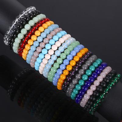 China CLASSIC Wholesale Jewelry Men Women Glass Beaded Elasticity Bracelets Natural Healing Natural Stone Handmade Beaded Bracelet for sale