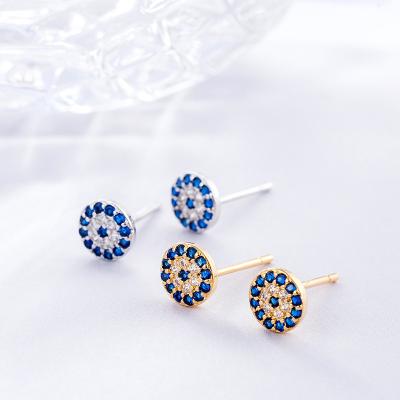 China Trendy Earring 18K S925 Sterling Silver Evil Eyes Zircon Stud Earring Trend Personality Lady Fashion Jewelry Devil's Eye Gold Plated Studs for sale