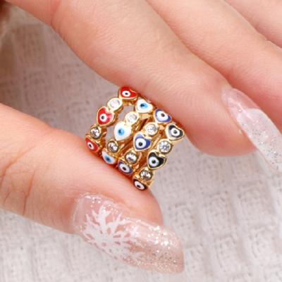 China FASHIONABLE new style drop oil heart earrings colorful gold plated fashion jewelry trendy CZ zirconia evil eye circle earrings for girls of women for sale