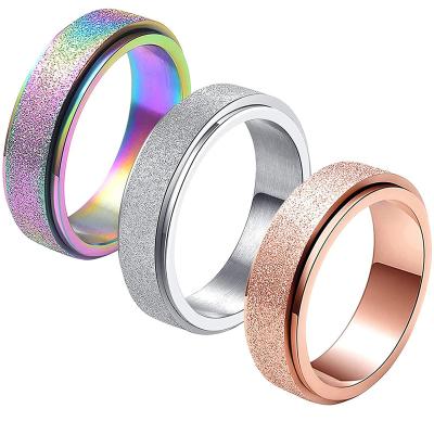 China Wholesale FASHIONABLE Jewelry Men Women Rotating Finger Wedding Ring Spinning Fidget Stainless Steel Anti Worry Spinner Ring for sale