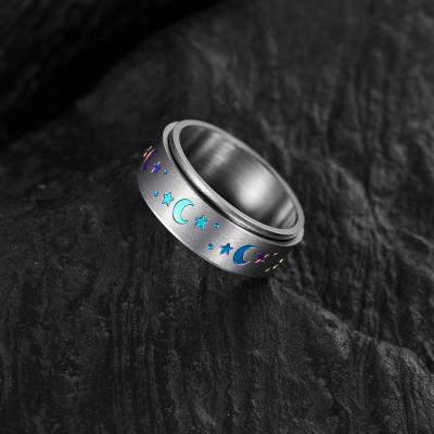 China 2022 New Design Spinner Women Ring Jewelry Moon Star Spinner Ring TRENDY Colorful Worry Ring Women's Stainless Steel Spin Anti Worry Ring for sale